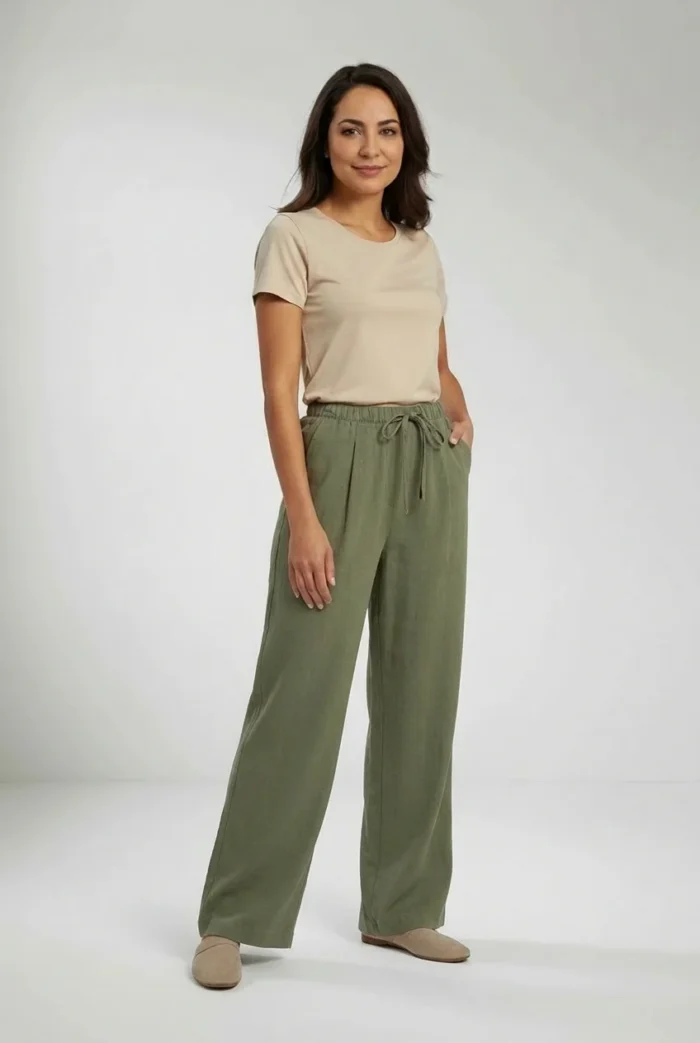 Pantalón Cintura Elasticada Lino